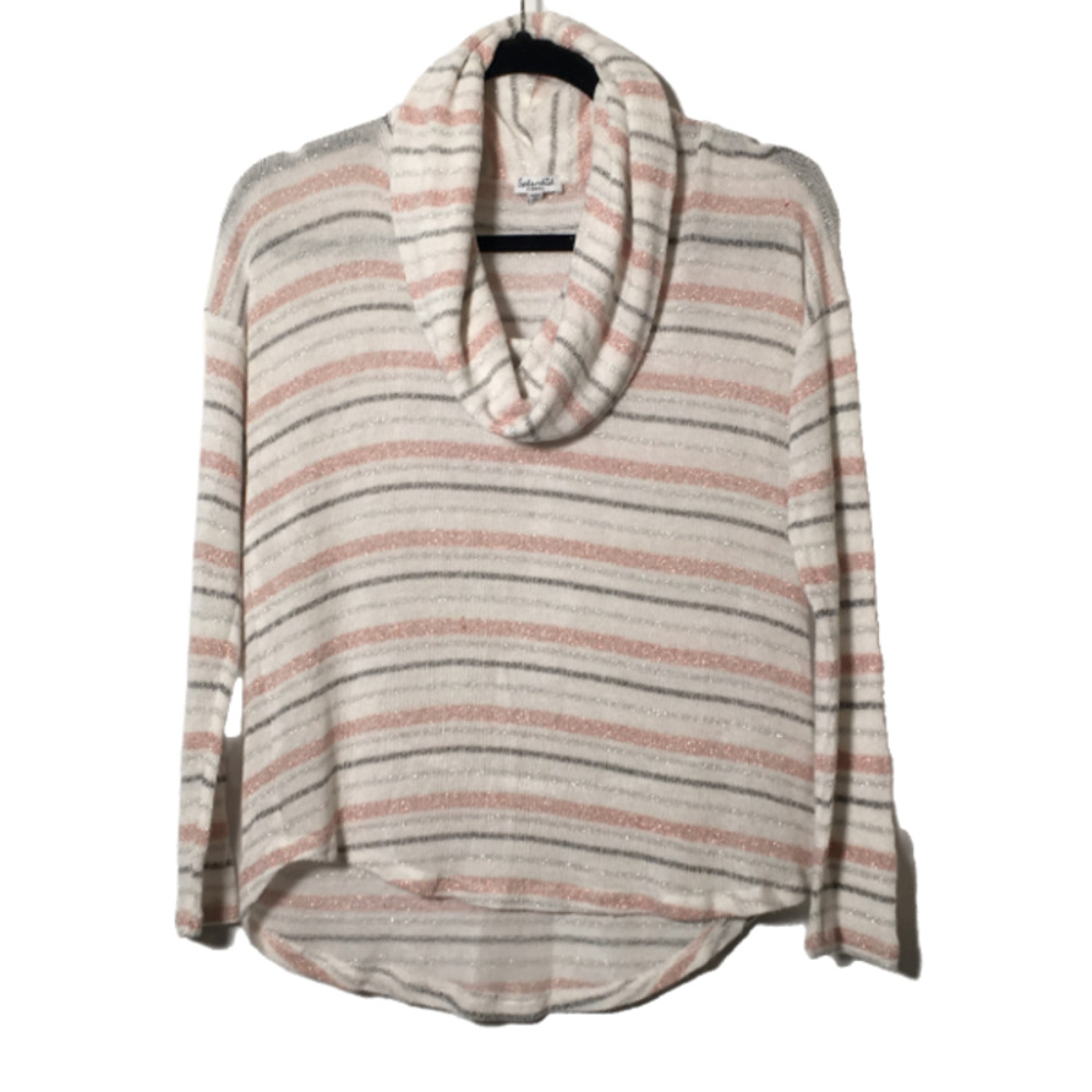 Splendid Striped Metallic Longsleeve Cowl Neck Cozy Sweater Made in the USA XS